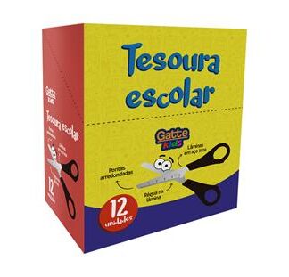 Tesoura Escolar 13 Cm Inox Cb Pt Cx C/ 12