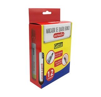 Marcador De Quadro Branco Vermelho C/ 12 Pcs