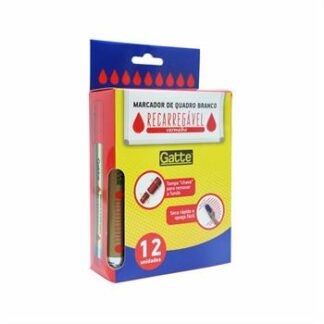 Marcador De Quadro Branco Vermelho Recarregavel C/ 12 Pcs
