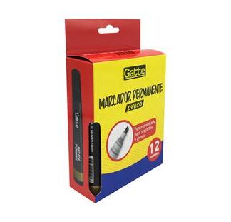Marcador Permanente Chanf Preto C/ 12 Pcs