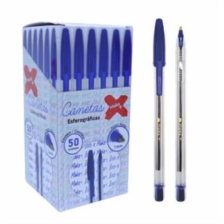 CANETA ESFEROGRÁFICA AZUL DE 1.0MM - COM 50 UNIDADES