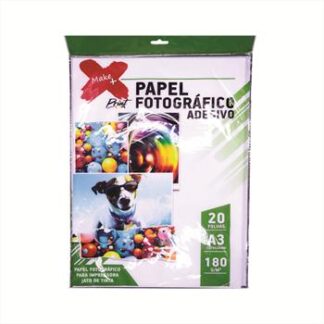 PAPEL FOTOGRAFICO ADESIVO A3 180 G/M2 297x420mm PCT C/ 20 FOLHAS