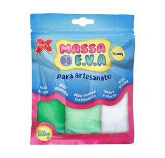 Massa De Eva Para Modelagem, 3 Cores/Pct, 50G/Pct, Verde Cl/Verde Esc/Branco