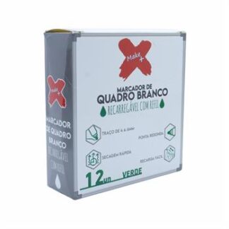 MARCADOR QUADRO BRANCO RECARREGÁVEL COM REFIL VERDE C/ 12UN