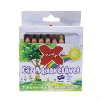 GIZ AQUARELÁVEL 6 CORES REDONDO 13X120MM MINA 8MM (MADEIRA)