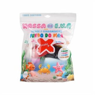 KIT MASSA DE EVA COM MOLDES E FERRAMENTAS - FUNDO DO MAR 60G