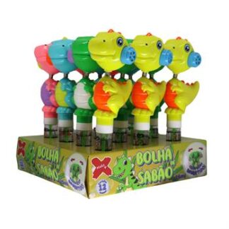 BOLHA DE SABÃO DINOSSAURO C/ SOM DIVERTIDO CORES SORTIDAS 27ML DISPLAY C/12