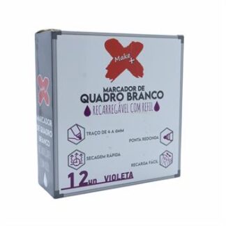 MARCADOR QUADRO BRANCO RECARREGÁVEL COM REFIL VIOLETA C/ 12UN