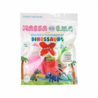 KIT MASSA DE EVA COM MOLDES E FERRAMENTAS - DINOSSAURO 60G