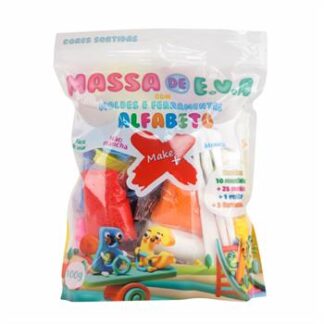 KIT MASSA DE EVA COM MOLDES E FERRAMENTAS - ALFABETO 100G