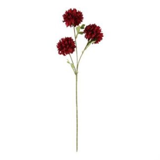 Haste de Dália 10 cm c/ 3 - 60 cm - Vermelho Bordo - Toque SEDA