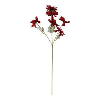 Haste Crisântemo 9 cm c/6 - 60 cm - Vermelho Bordo - Toque SEDA