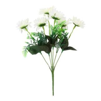 Buquê  de Flor de Lótus 7,5 cm c/ 6 - 35 cm - Branco - Toque Acetinado