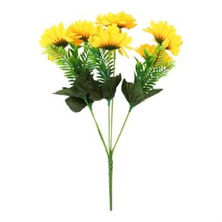 Buquê  de Flor de Lótus 7,5 cm c/ 6 - 35 cm - Amarelo - Toque Acetinado