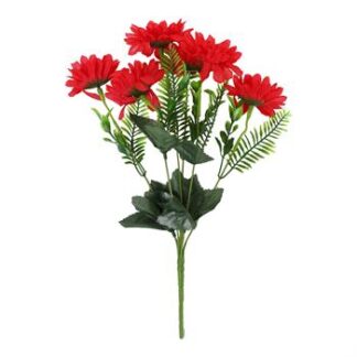 Buquê  de Flor de Lótus 7,5 cm c/ 6 - 35 cm - Vermelho - Toque Acetinado