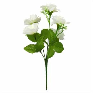 Buquê Flor De Hibisco  C/ 5 - 29 cm - Branco Toque Acetinado