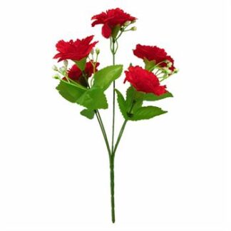 Buquê Flor De Hibisco  C/ 5 - 29 cm - Vermelho Toque Acetinado