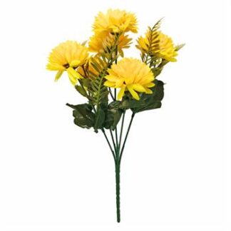 Buquê De Crisântemo  C/ 5 - 30 cm - Amarelo Toque Acetinado