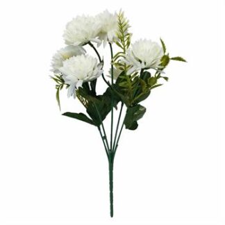 Buquê De Crisântemo  C/ 5 - 30 cm - Branco Toque Acetinado