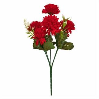 Buquê De Crisântemo  C/ 5 - 30 cm - Vermelho Toque Acetinado