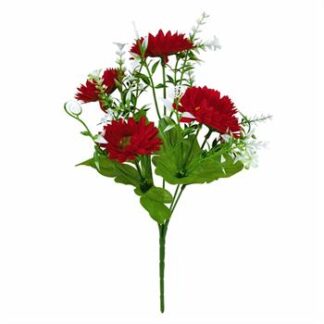 Buquê Crisântemo Oriental  C/ 5 - 28 cm - Vermelho Toque Acetinado