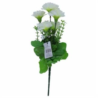 Buquê Crisântemo Chines  C/ 5 - 29 cm - Branco Toque Acetinado