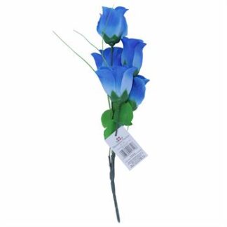 Buquê De Rosas  C/ 5 - 30 cm - Azul Toque Acetinado