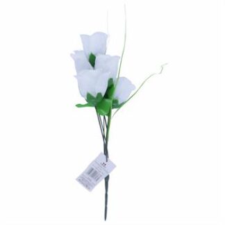 Buquê De Rosas  C/ 5 - 30 cm - Branco Toque Acetinado