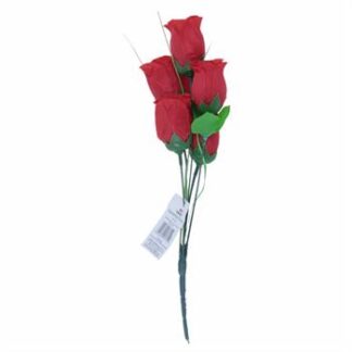Buquê De Rosas  C/ 5 - 30 cm - Vermelho Toque Acetinado