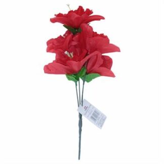 Buquê De Amarilis  C/ 5 - 30 cm - Vermelho Toque Acetinado