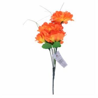 Buquê De Dália  C/ 5 - 30 cm - Laranja Toque Acetinado