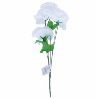 Buquê De Cravo  C/ 6 - 30 cm - Branco Toque Acetinado
