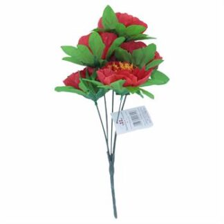 Buquê De Peonia  C/ 5 - 30 cm - Vermelho Toque Acetinado