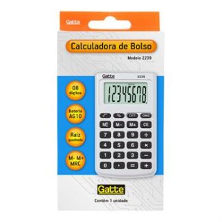 CALCULADORA - 8 DIGITOS  (2239) Emborrachada  94x55x10 - Bateria - Cinza