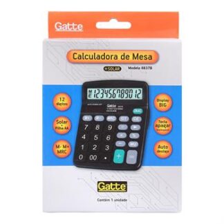 CALCULADORA - 12 DIGITOS (8837B) 149x120x48 - Solar e Pilha - Preto (Não acompanha pilha)