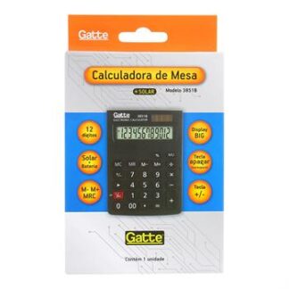 CALCULADORA - 12 DIGITOS (3851B) 145x103x55 - Solar e Bateria  - Preto