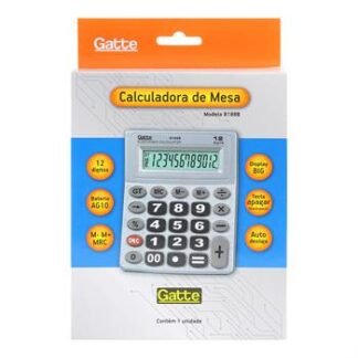 CALCULADORA - 12 DIGITOS (8188B) 142x114x38 -  Bateria - Cinza