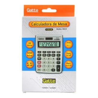 CALCULADORA - 8 DIGITOS (3802A) 145x105x28 - Solar e Bateria - Cinza