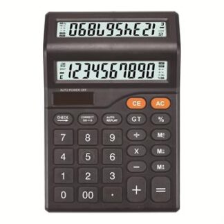 CALCULADORA -  12 DIGITOS (8125B) 182x122x28  - Solar e Pilha AA - Display duplo - Preto