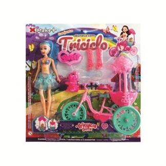 CONJUNTO BONECA COM BICICLETA E ACESSÓRIOS