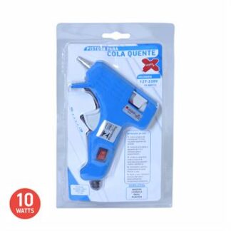 Pistola p/ cola quente Pequena 10W - Blister - Bivolt - Prof Botao Off - Azul