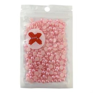 Pedra Decorativa - Meia Perola Abs 6Mm - 17 Grs  - Rosa Perolado