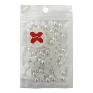 Pedra Decorativa - Meia Perola Abs 8Mm - 17 Grs  - Branco