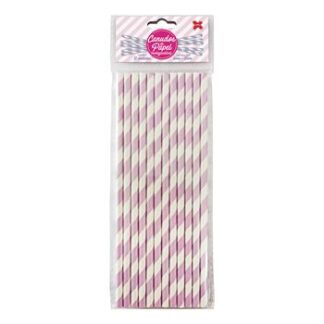 Canudo de Papel 6mmx200mm c/ 12 und - Listrado Lilás