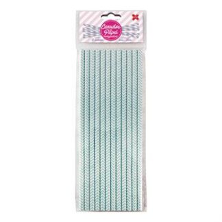 Canudo de Papel 6mmx200mm c/ 12 und - Chevron Azul Claro