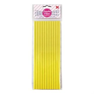 Canudo de Papel 6mmx200mm c/ 12 und - Amarelo