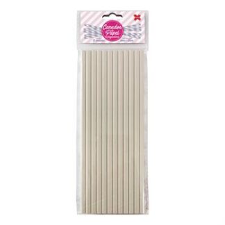 Canudo de Papel 6mmx200mm c/ 12 und - Branco
