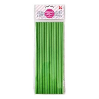 Canudo de Papel 6mmx200mm c/ 12 und - Verde