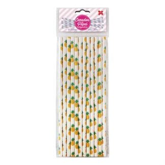 Canudo de Papel 6mmx200mm c/ 12 und - Abacaxi