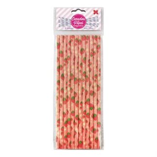 Canudo de Papel 6mmx200mm c/ 12 und - Morango
